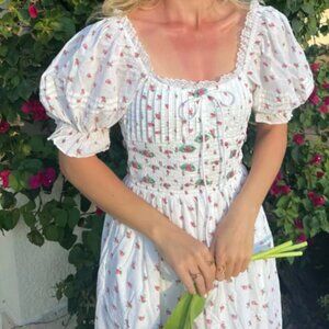 For Love And Lemons Guisti Floral Rosette Midi Dress